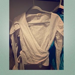 Boutique wrap, cutout sleeve blouse